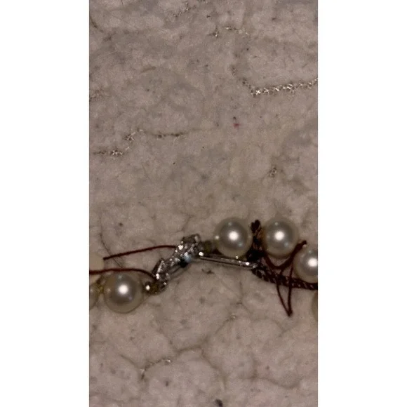 Majorica Set of Pearls: Double Strand Necklace, Need Repair Clasp Rhinestones - Picture 2 of 6